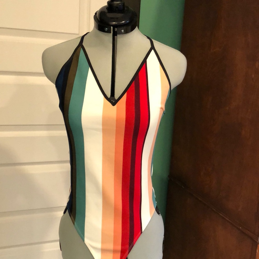 Express Multi Color Stripe Bodysuit Nwot - image 2